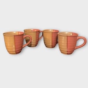 Sango China Mugs Set of 4 Two Tone‎ Earthy Colors Coffee Tea Cups